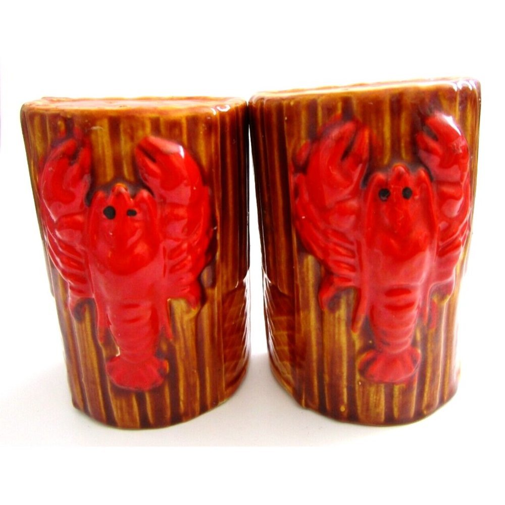 Lobster Trap Salt and Pepper Shakers Set - Japan - Vintage Retro Country Kitchen
